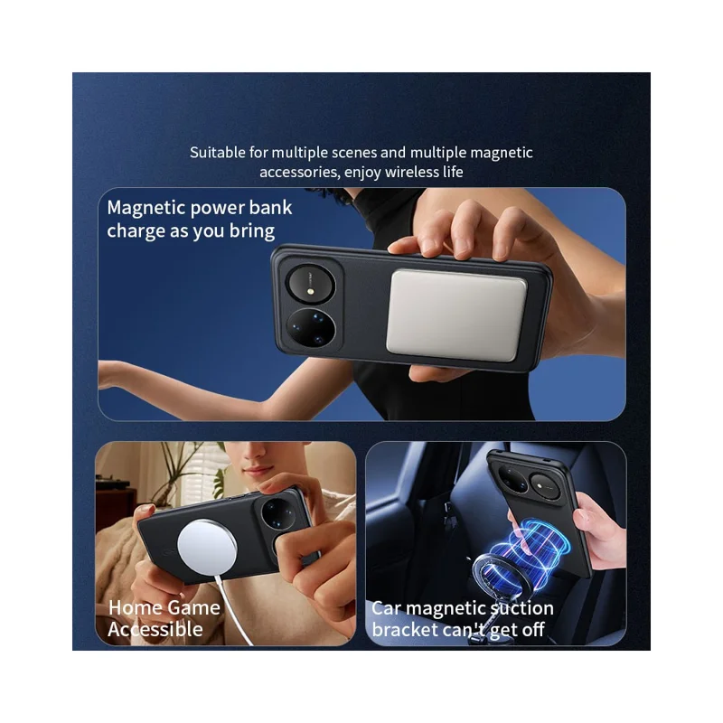 For Huawei nova 15 Ultra 5G Magnetic Case Leather Coated TPU + PC Phone Cover - Black