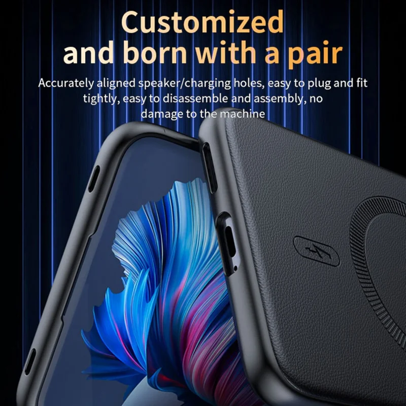 For Huawei nova 15 Ultra 5G Magnetic Case Leather Coated TPU + PC Phone Cover - Black