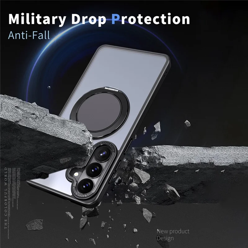 For Samsung Galaxy S26 Magnetic Case Hidden Gear Ring Kickstand Phone Cover - Black