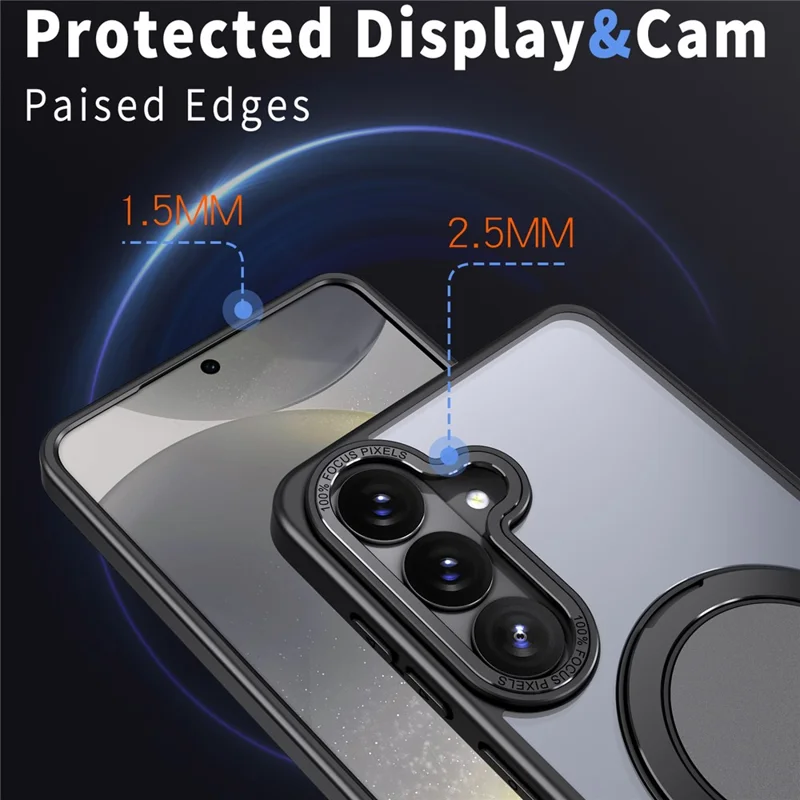 For Samsung Galaxy S26 Magnetic Case Hidden Gear Ring Kickstand Phone Cover - Black