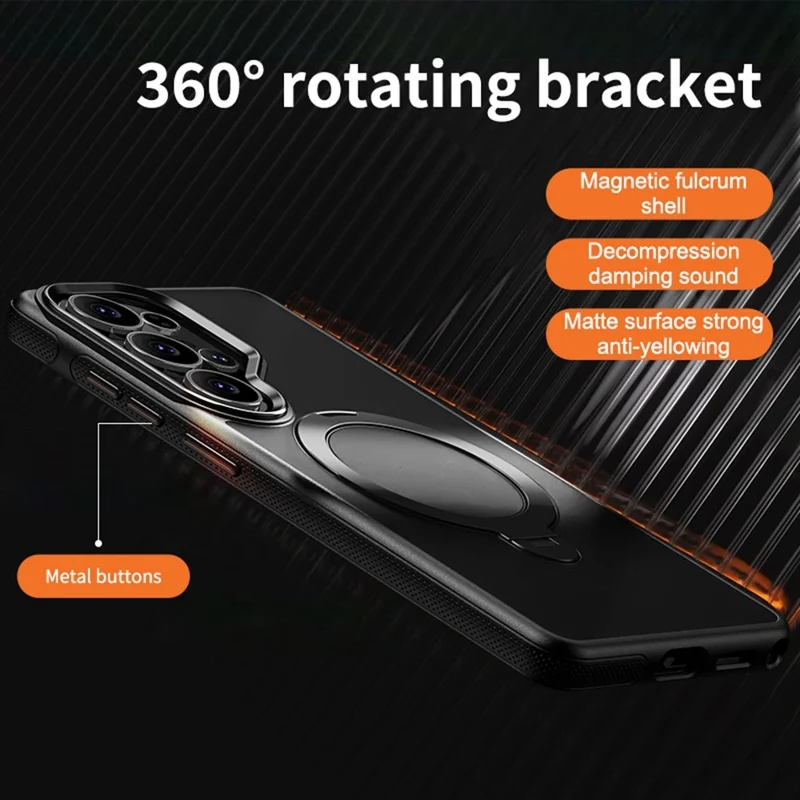 For Samsung Galaxy S26 Ultra Magnetic Case Drop Proof TPU PC Kickstand Phone Cover - Black