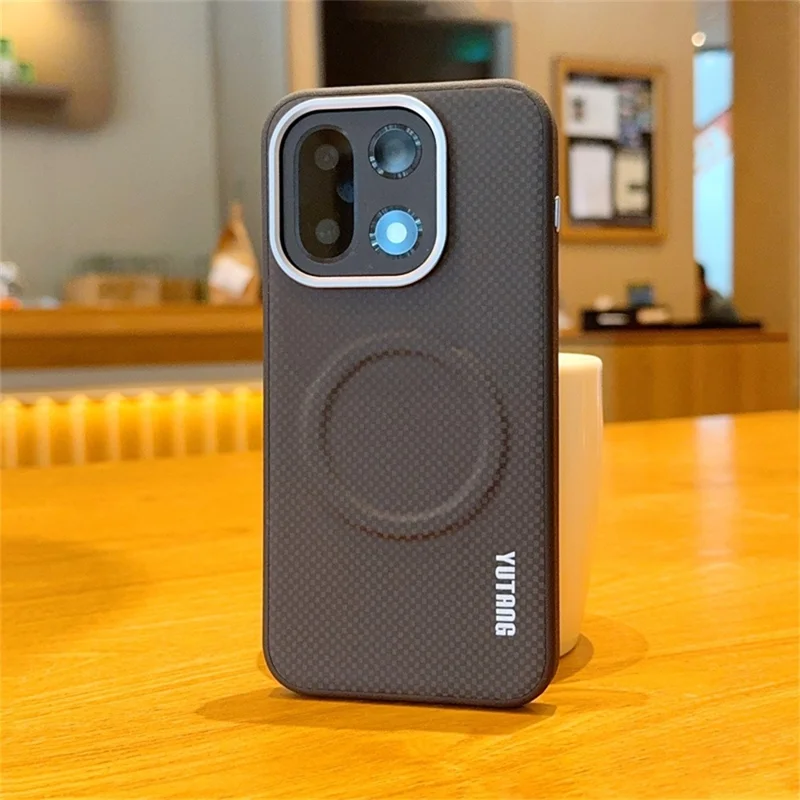 YUTANG for OnePlus 15 5G Magnetic Case Dot Pattern PC+TPU Shockproof Phone Cover - Black