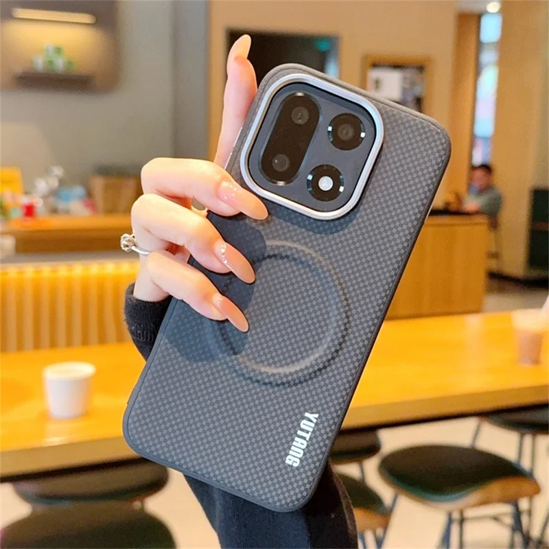 YUTANG for OnePlus 15 5G Magnetic Case Dot Pattern PC+TPU Shockproof Phone Cover - Black