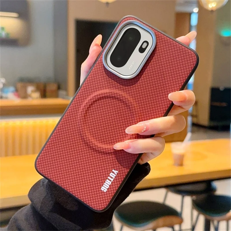 YUTANG Magnetic Case for OnePlus 15R 5G  /  Ace 6 5G  /  Ace 6T 5G Dot Pattern PC+TPU Shockproof Phone Cover - Red