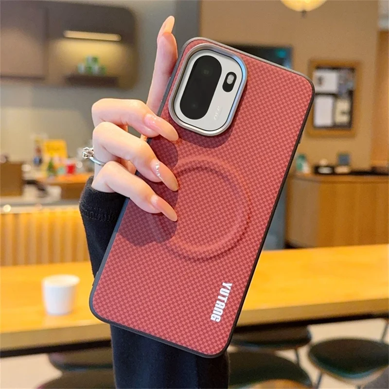 YUTANG Magnetic Case for OnePlus 15R 5G  /  Ace 6 5G  /  Ace 6T 5G Dot Pattern PC+TPU Shockproof Phone Cover - Red