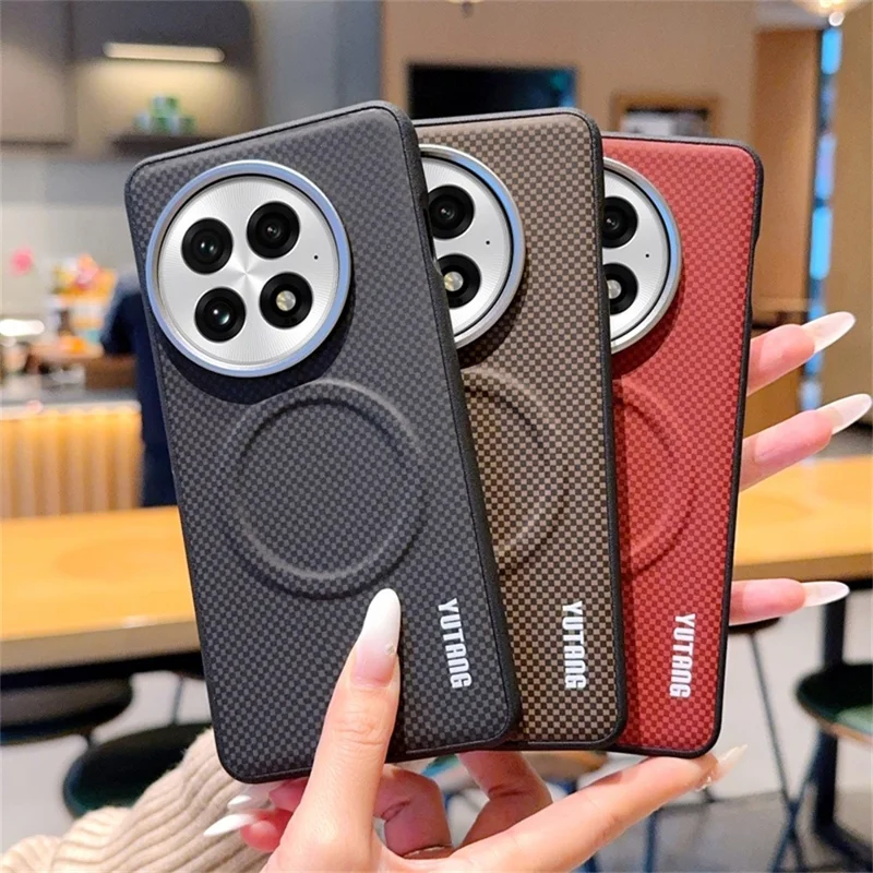 YUTANG pour OnePlus 13 Étui Magnétique Motif à Points Coque Anti-chocs en PC+TPU - Noir