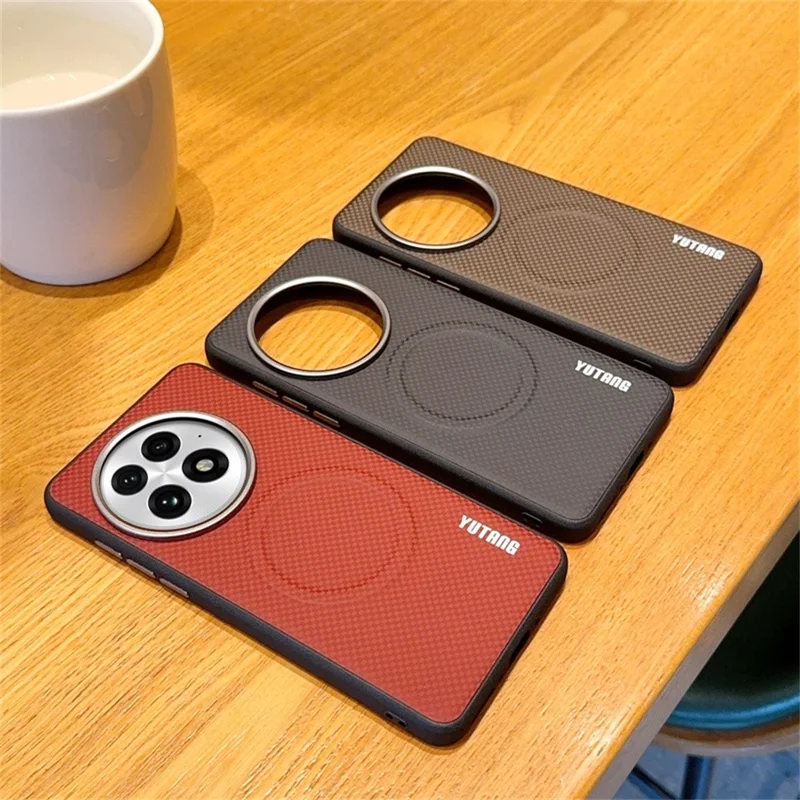 YUTANG pour OnePlus 13 Étui Magnétique Motif à Points Coque Anti-chocs en PC+TPU - Noir