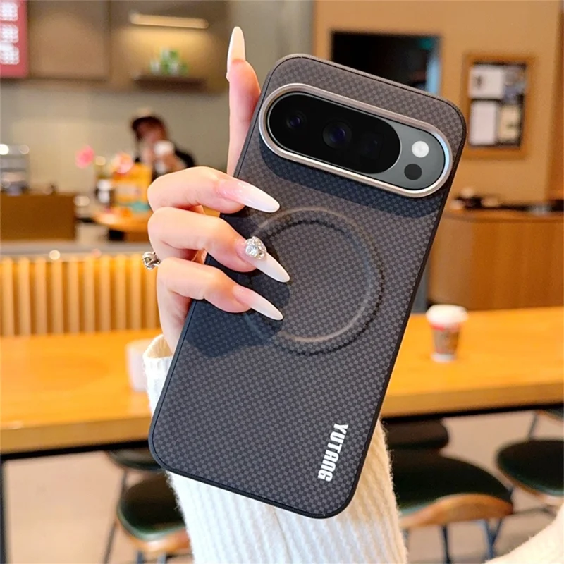 YUTANG Magnetic Case for Google Pixel 10 Pro  /  Pixel 10 Dot Pattern PC+TPU Shockproof Phone Cover - Black