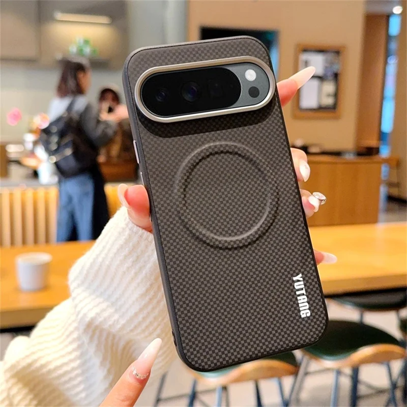 YUTANG Magnetic Case for Google Pixel 10 Pro  /  Pixel 10 Dot Pattern PC+TPU Shockproof Phone Cover - Black