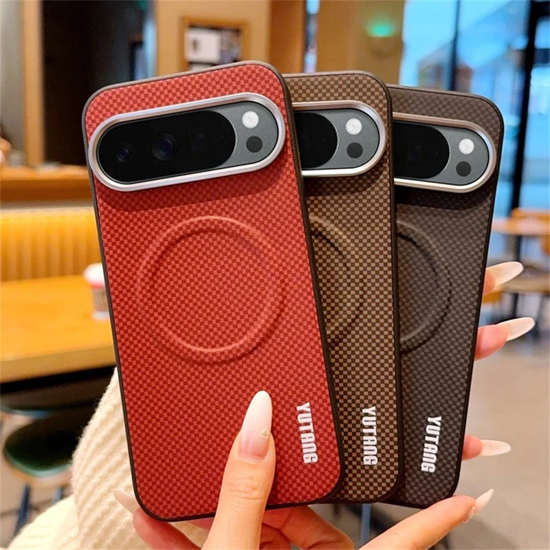 YUTANG Magnetic Case for Google Pixel 10 Pro  /  Pixel 10 Dot Pattern PC+TPU Shockproof Phone Cover - Black