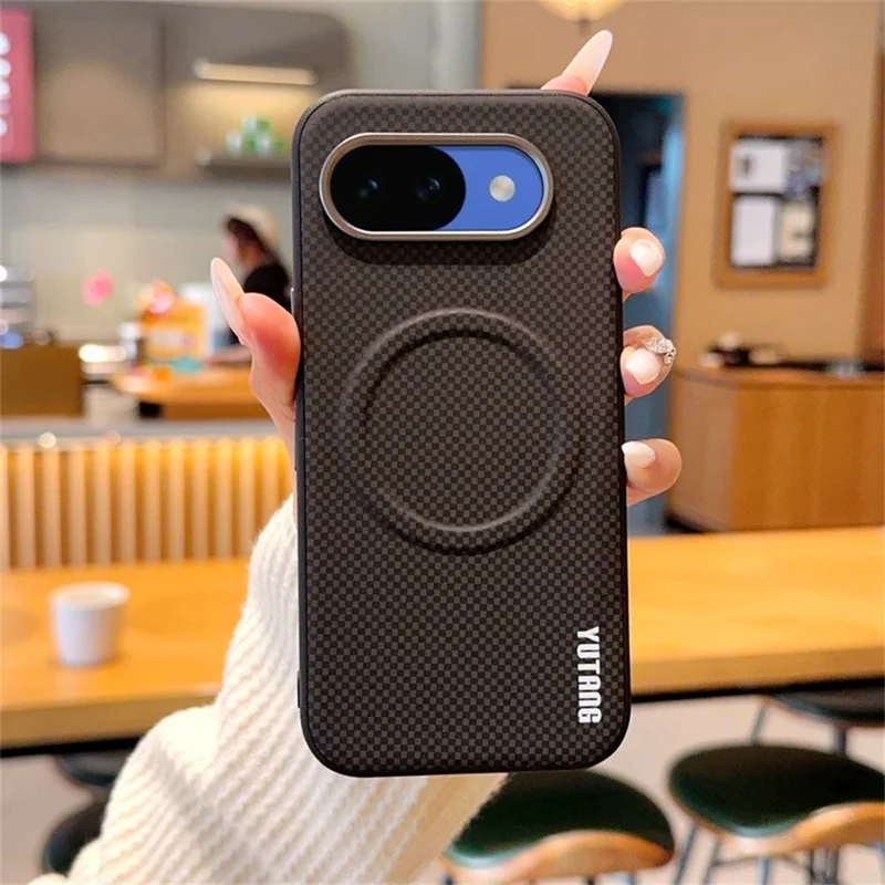 YUTANG per Google Pixel 10a Custodia Magnetica con Motivo a Puntini Cover Antiurto in PC+TPU - Marrone