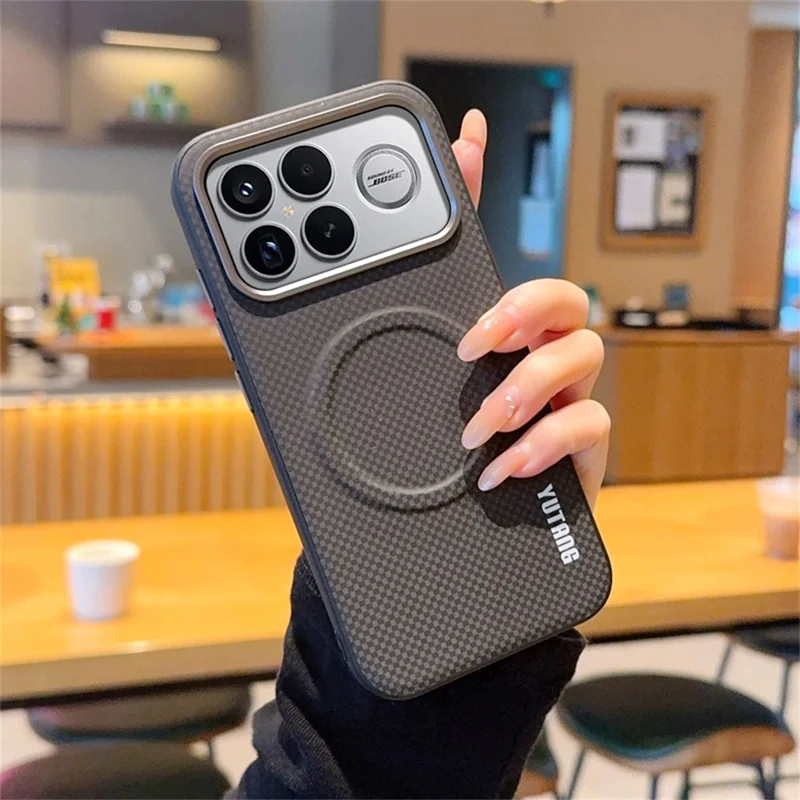 YUTANG Magnetic Case for Xiaomi Redmi K90 Pro Max 5G  /  Poco F8 Ultra Dot Pattern PC+TPU Shockproof Phone Cover - Black