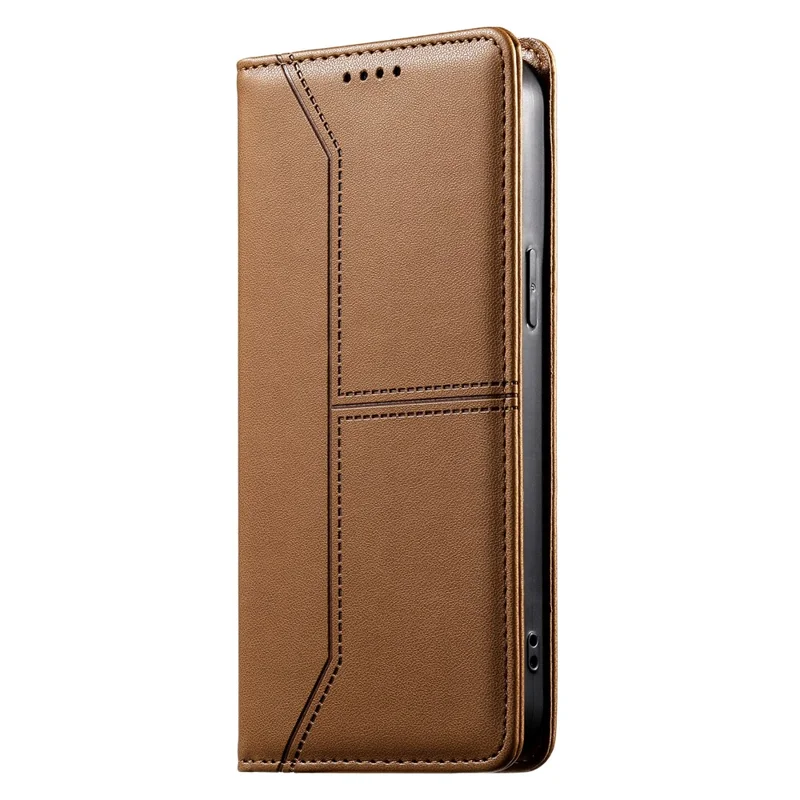 For Realme 16 Pro 5G Wallet Stand Case Line Splicing TPU PU Leather Phone Cover - Brown