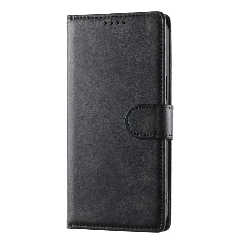 Phone Case For Realme 16 Pro 5G Stand Wallet Calf Texture PU Leather Flip Phone Cover with Wrist Strap - Black