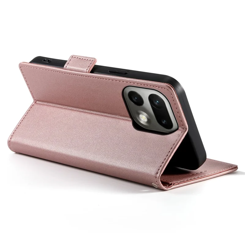 Cover con supporto per Realme 16 Pro 5G, custodia portafoglio in pelle PU - Oro rosa