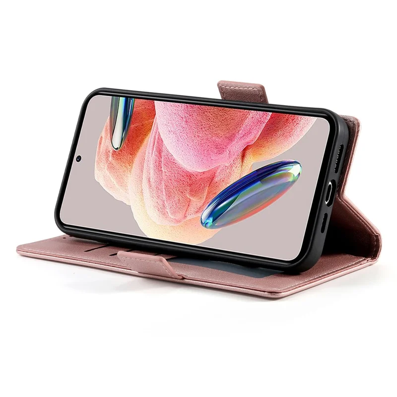 Cover con supporto per Realme 16 Pro 5G, custodia portafoglio in pelle PU - Oro rosa