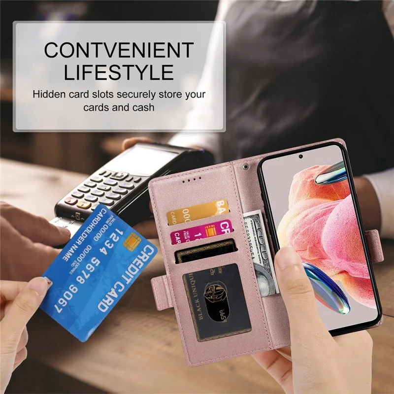 Cover con supporto per Realme 16 Pro 5G, custodia portafoglio in pelle PU - Oro rosa