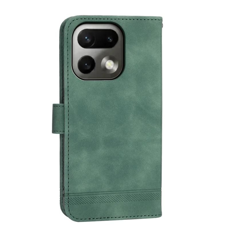 DIERFENG DF-03 For Realme 16 Pro 5G Leather Case Lines Imprint Wallet Phone Cover with Wrist Strap - Green