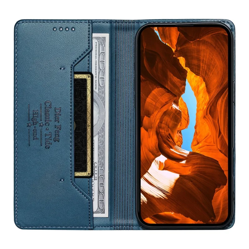 DIERFENG DF-018 for Realme 16 Pro+ 5G Case RFID Blocking Wallet Leather Phone Cover with Color Splicing Logo Corner - Blue