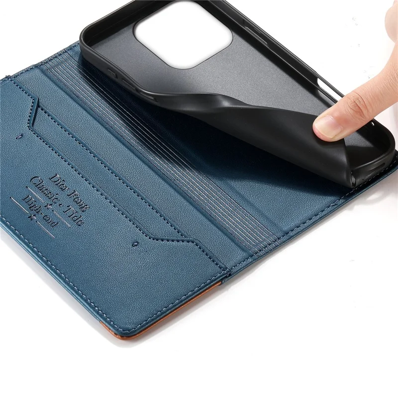 DIERFENG DF-018 for Realme 16 Pro+ 5G Case RFID Blocking Wallet Leather Phone Cover with Color Splicing Logo Corner - Blue