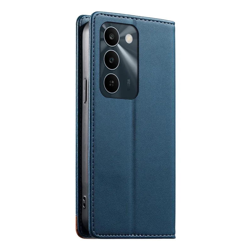 DIERFENG DF-018 for Realme C83 5G Case RFID Blocking Wallet Leather Phone Cover with Color Splicing Logo Corner - Blue