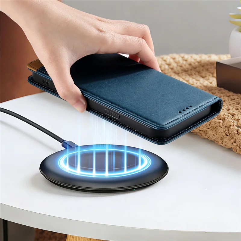 DIERFENG DF-018 for Realme C83 5G Case RFID Blocking Wallet Leather Phone Cover with Color Splicing Logo Corner - Blue