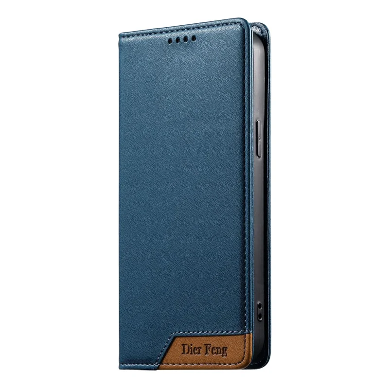DIERFENG DF-018 for Xiaomi 17 Ultra 5G Case RFID Blocking Wallet Leather Phone Cover with Color Splicing Logo Corner - Blue