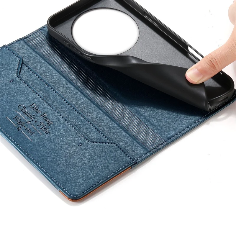 DIERFENG DF-018 for Xiaomi 17 Ultra 5G Case RFID Blocking Wallet Leather Phone Cover with Color Splicing Logo Corner - Blue