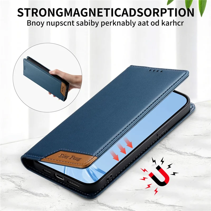 DIERFENG DF-018 for Xiaomi 17 Ultra 5G Case RFID Blocking Wallet Leather Phone Cover with Color Splicing Logo Corner - Blue