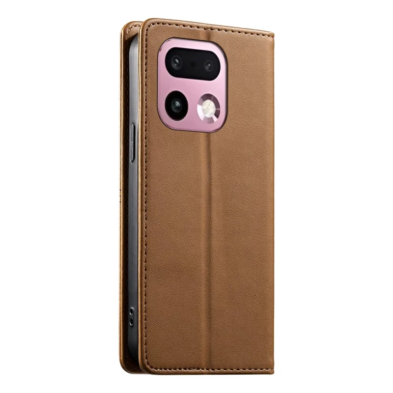 For Realme 16 Pro+ 5G Wallet Stand Case Line Splicing TPU PU Leather Phone Cover - Brown