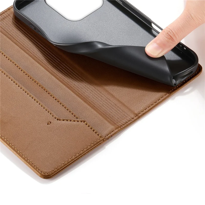 For Realme 16 Pro+ 5G Wallet Stand Case Line Splicing TPU PU Leather Phone Cover - Brown