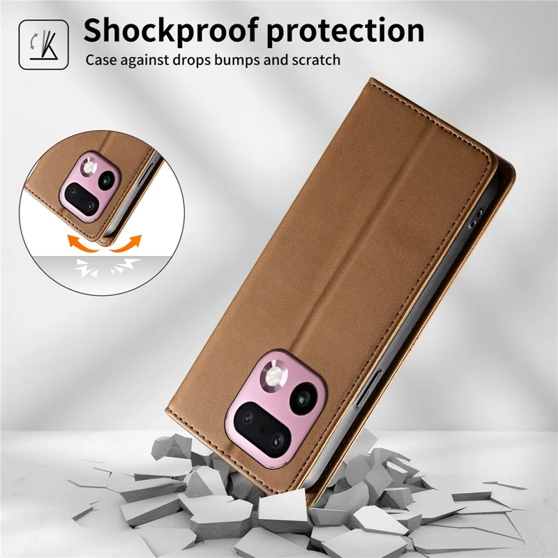 For Realme 16 Pro+ 5G Wallet Stand Case Line Splicing TPU PU Leather Phone Cover - Brown