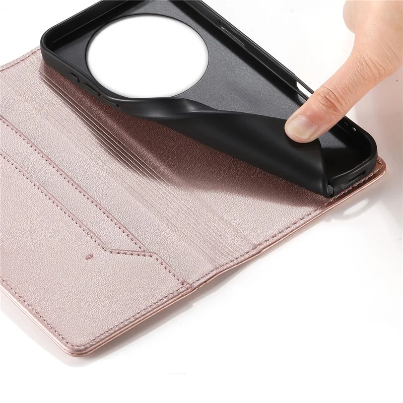 For Xiaomi 17 Ultra 5G Wallet Stand Case Line Splicing TPU PU Leather Phone Cover - Pink