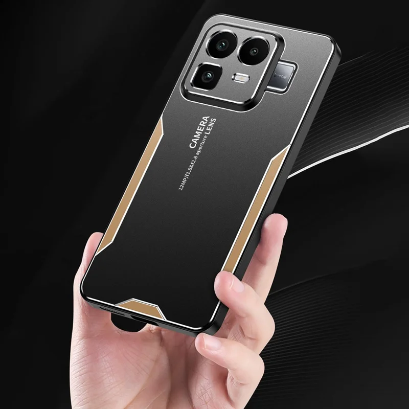 Coque pour téléphone Realme Neo8 5G - Couverture arrière en alliage d'aluminium, TPU et PC - Or