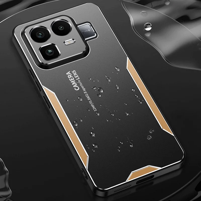 Coque pour téléphone Realme Neo8 5G - Couverture arrière en alliage d'aluminium, TPU et PC - Or