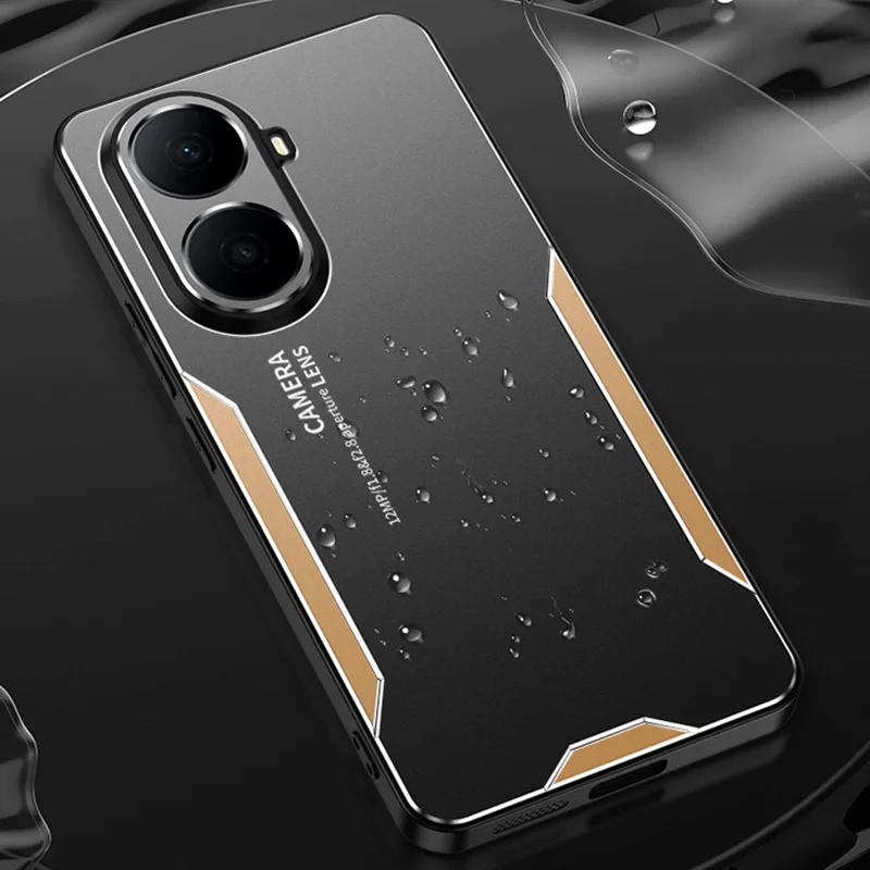 For Wiko Hi Enjoy 80 Plus 5G Phone Case Aluminium Alloy TPU PC Back Cover - Gold