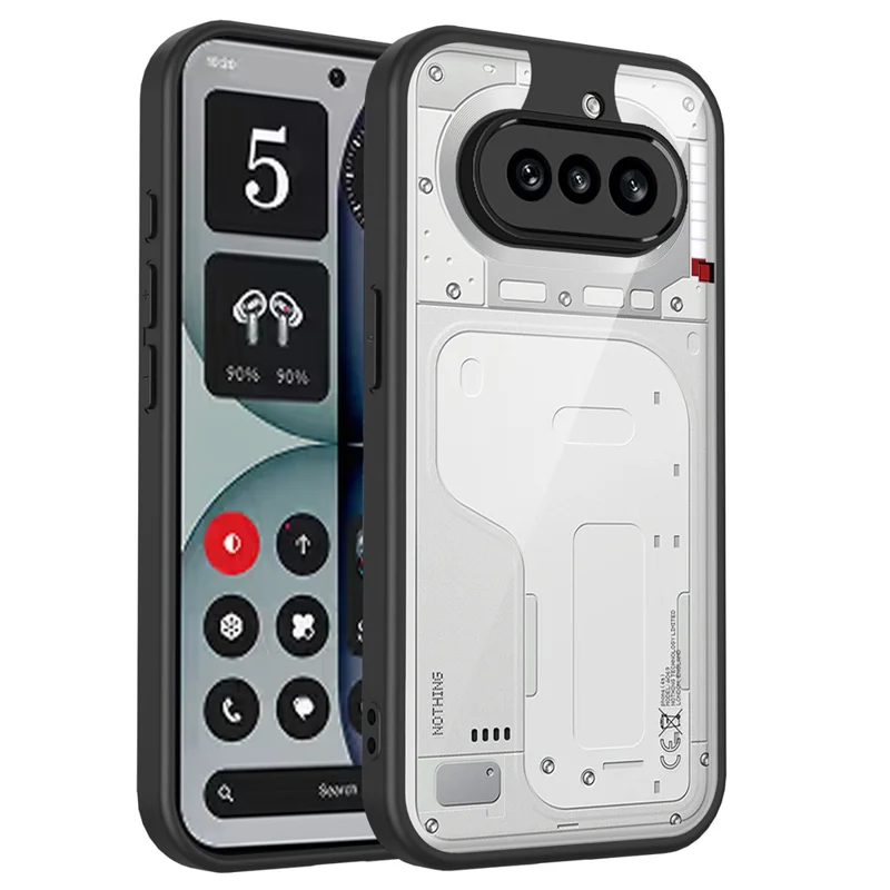 Funda para Nothing Phone (4a), carcasa trasera transparente mate de PC + TPU antichoque con tacto de piel - Negro