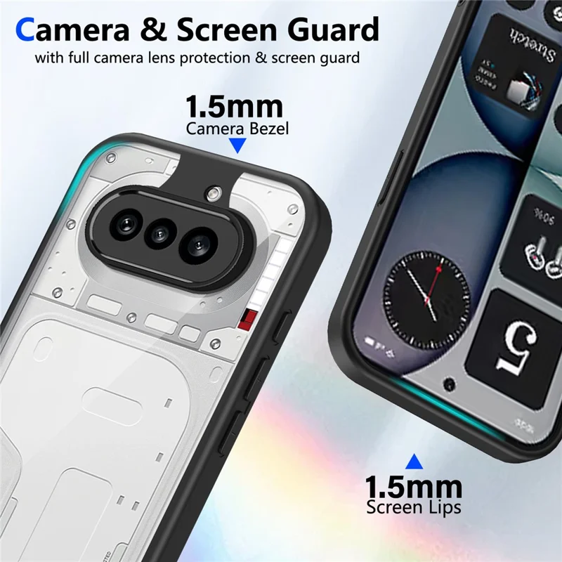 Funda para Nothing Phone (4a), carcasa trasera transparente mate de PC + TPU antichoque con tacto de piel - Negro