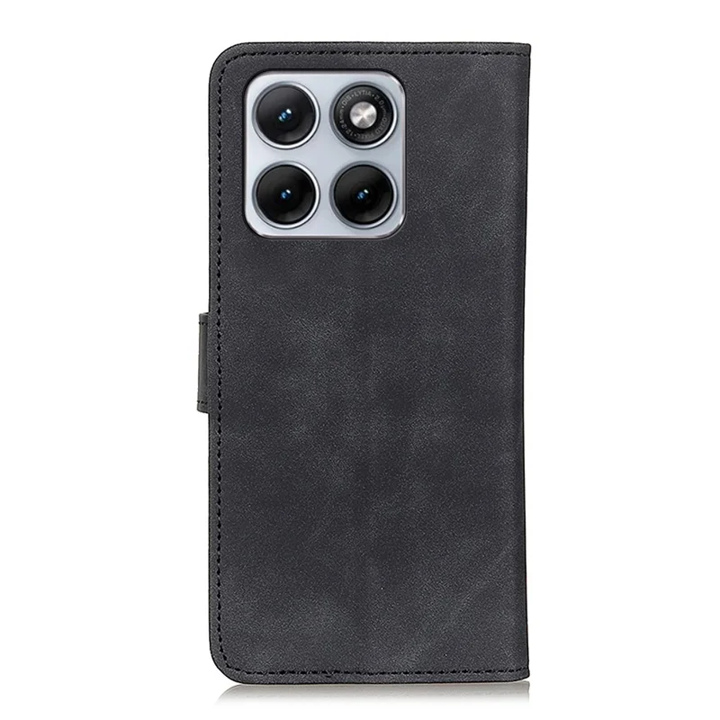 KHAZNEH For Motorola Edge 70 Fusion+ 5G / Edge 70 Fusion 5G Case PU Leather Retro Texture Phone Cover - Black