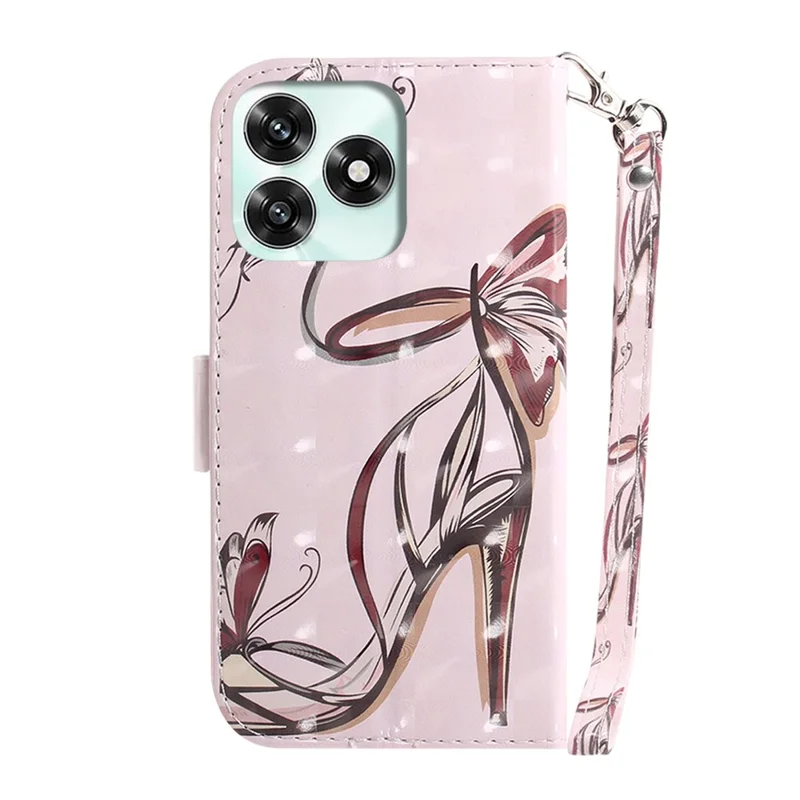 Case for Honor Play10A 4G  /  X5c Plus 4G  /  X5c 4G Pattern Printing Leather Wallet Phone Cover with Wrist Strap - Butterfly High Heels