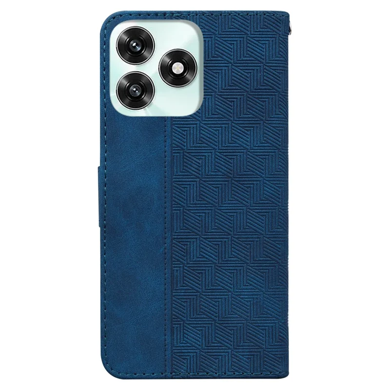 Case for Honor Play10A 4G  /  X5c Plus 4G  /  X5c 4G Geometry Pattern Leather Wallet Phone Cover with Wrist Strap - Blue