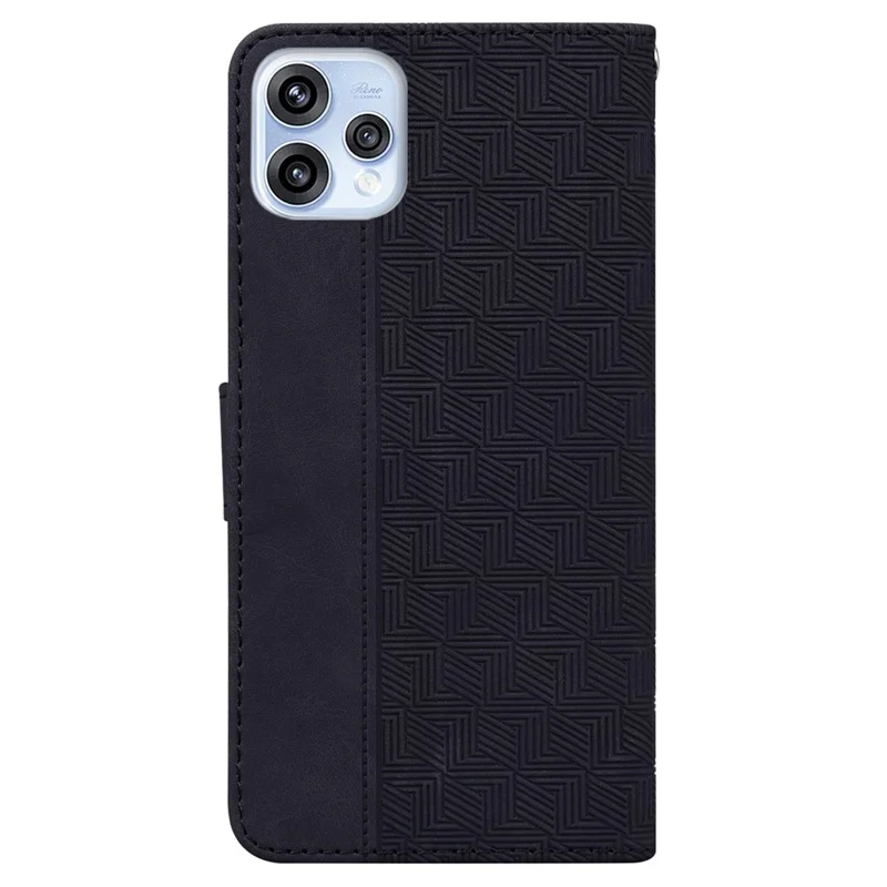 Case for Oppo Reno15 5G (Global)  /  Reno15c 5G (China) Geometry Pattern Leather Wallet Phone Cover with Wrist Strap - Black