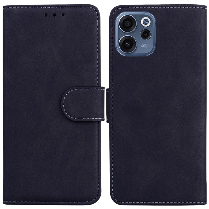 For Oppo Reno15 F 5G Case Solid Color Leather Wallet Phone Cover - Black