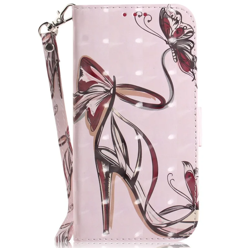 For Honor X8d 4G Case Pattern Printing Leather Wallet Phone Cover with Wrist Strap - Butterfly High Heels