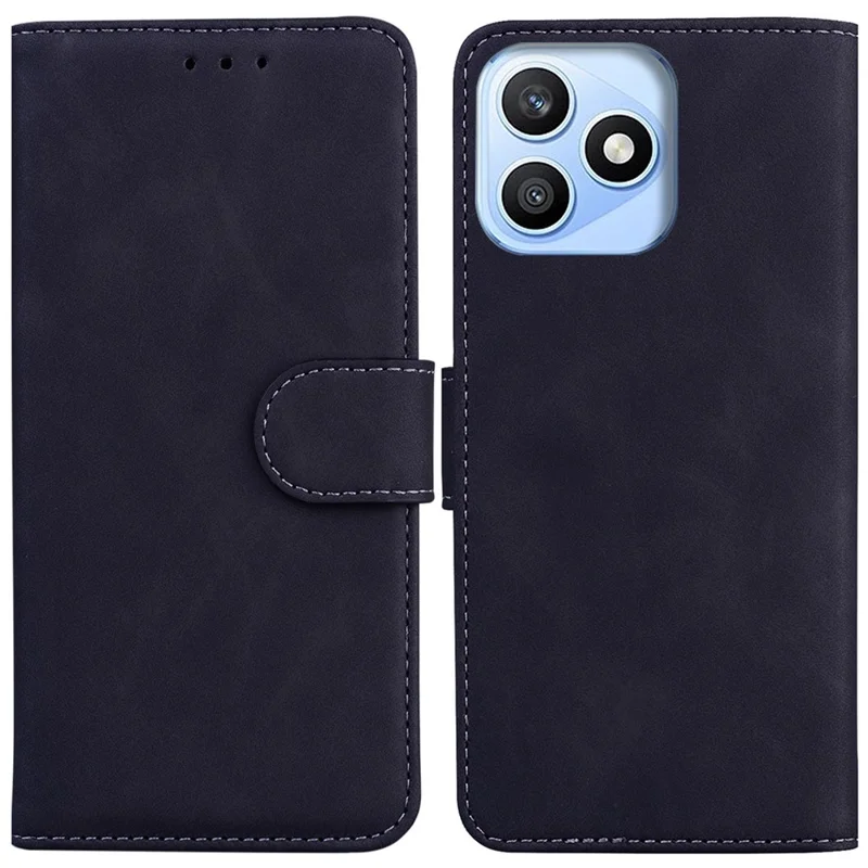 For Honor X8d 4G Case Solid Color Leather Wallet Phone Cover - Black