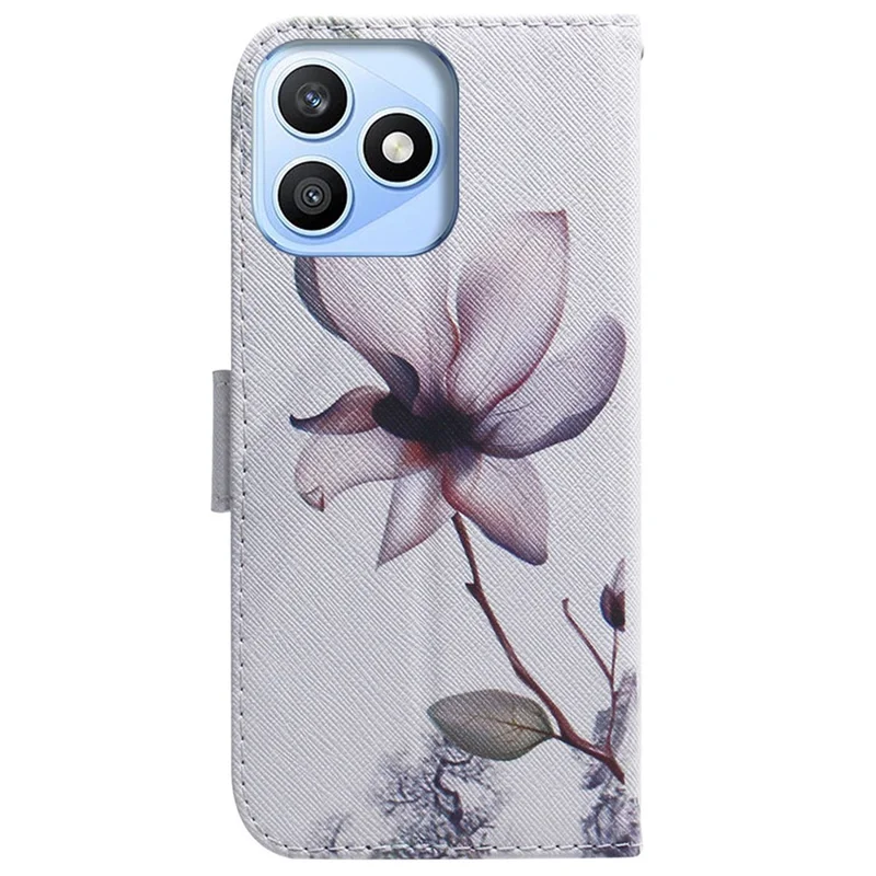 For Honor X8d 4G Wallet Case Pattern Print Leather Phone Cover - Pink Flower