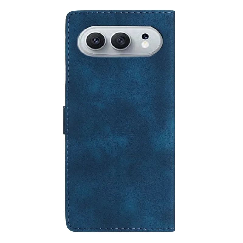 Leather Case For Honor 600 5G Imprinted Flower Phone Cover with Wrist Strap - Blue