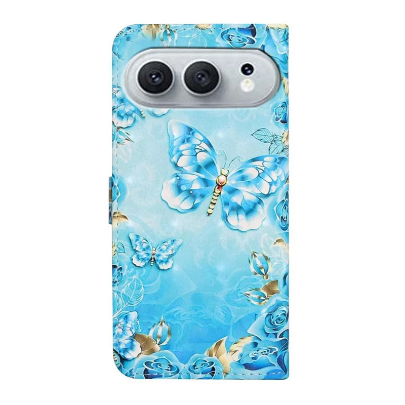 Cover per telefono Honor 600 5G con stampa 3D creativa in ecopelle con supporto - Farfalla blu