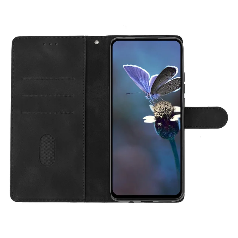 For Honor X8d 4G Case Butterfly Flower Pattern Skin-Touch Leather Phone Cover - Black