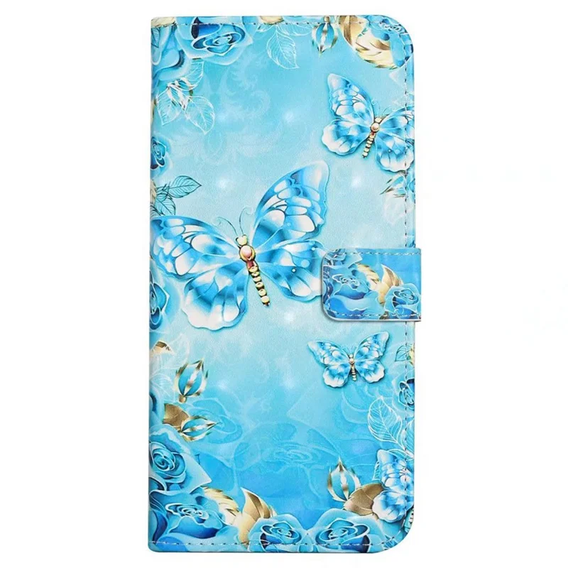 Phone Case For Motorola Moto G77 5G  /  G67 5G 3D Creative Pattern PU Leather Stand Cover - Blue Butterfly